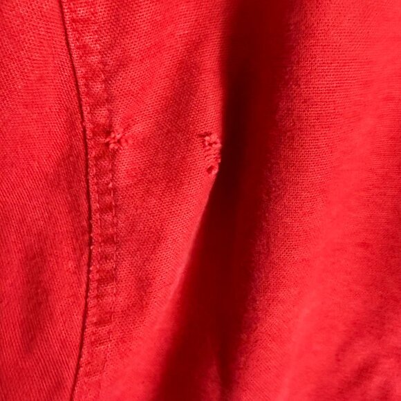 Cabelas Ducks Unlimited Red Denim Shirt Mens L Distressed Button Up Long Sleeve - Picture 8 of 14